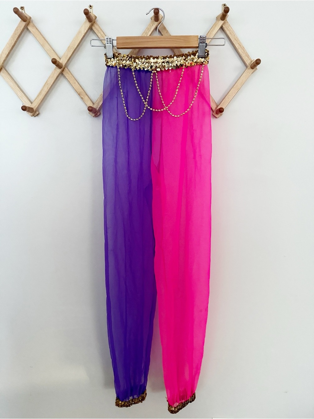 Girls Pink Purple Genie Harem Pants Gold Sequin Dance Halloween Costume